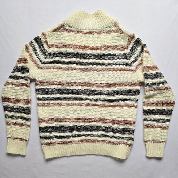 Vintage Silton Sweater Large Biege Brown Striped Knit Pullover 70s 80s - Picture 6 of 8